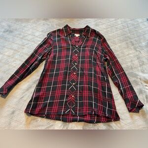 J. Jill Plaid Button-up Long Sleeve Top